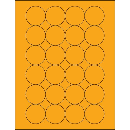 Etiquetas láser de círculo naranja fluorescente, 1 2/3 "