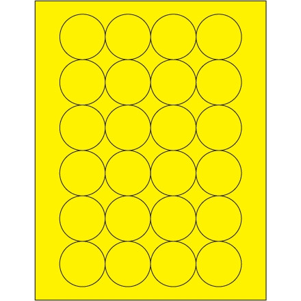 Etiquetas láser de círculo amarillo fluorescente, 1 2/3 "