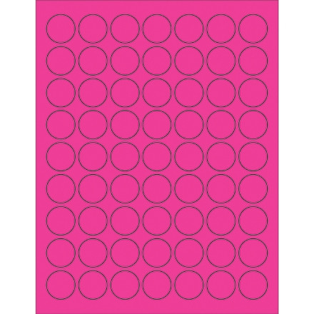 Etiquetas láser de círculo rosa fluorescente, 1 "