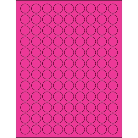 Etiquetas láser de círculo rosa fluorescente, 3/4 "