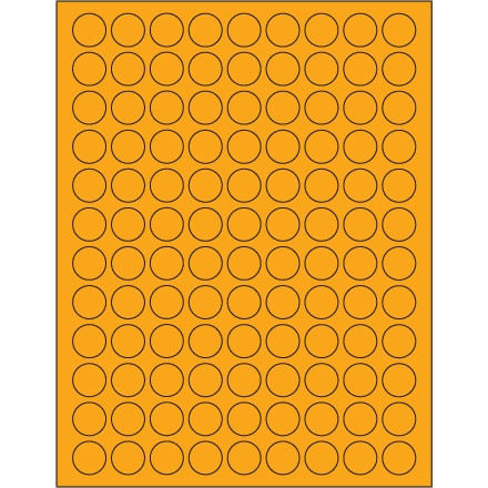 Etiquetas láser de círculo naranja fluorescente, 3/4 "