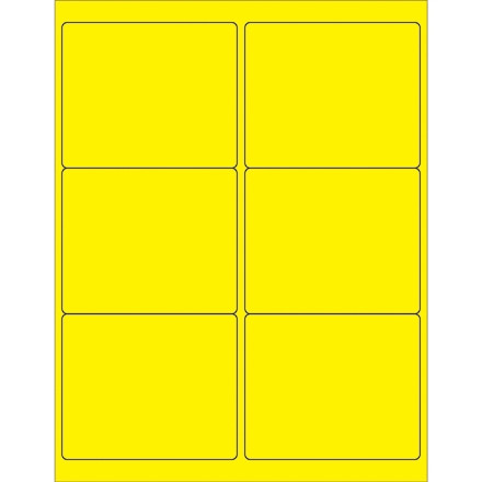 Etiquetas láser fluorescentes amarillas, 4 x 3 1/3 "