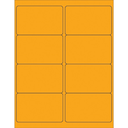 Etiquetas láser naranja fluorescente, 4 x 2 1/2 "