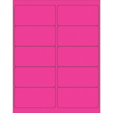 Etiquetas láser rosa fluorescente, 4 x 2 "