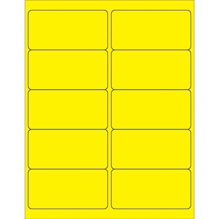 Etiquetas láser fluorescentes amarillas, 4 x 2 "