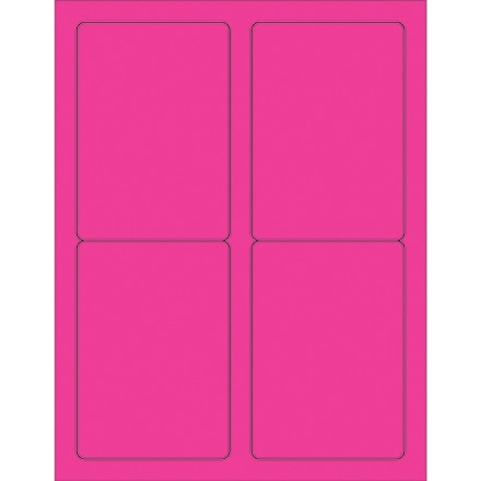 Etiquetas láser rosa fluorescente, 3 1/2 x 5 "