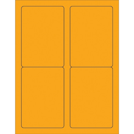 Etiquetas láser naranja fluorescente, 3 1/2 x 5 "