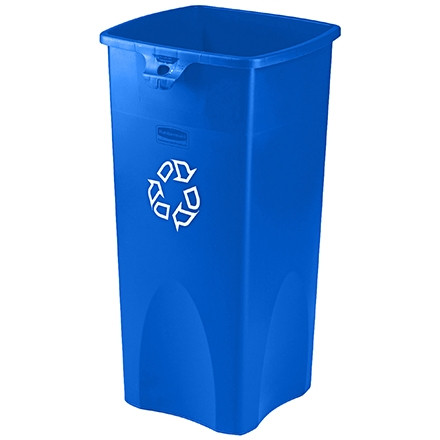 Contenedor de reciclaje cuadrado Rubbermaid® - 23 galones, azul
