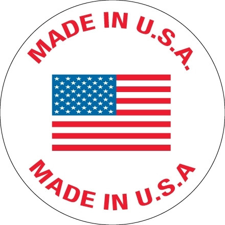 Etiquetas "Made In USA", círculo de 1 "