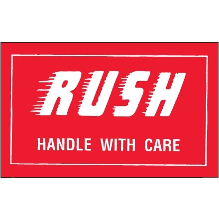 Etiquetas "Rush - Manipule con cuidado", 3 x 5 "