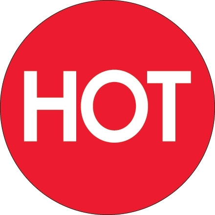 Etiquetas rojas fluorescentes de alto brillo "calientes", círculo de 2 "