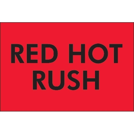 Etiquetas rojas fluorescentes "Red Hot Rush", 2 x 3 "