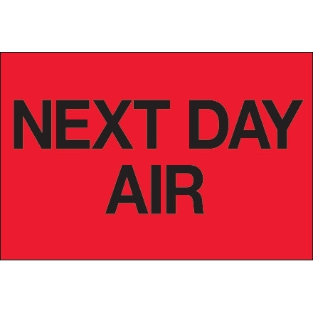 Etiquetas rojas fluorescentes "Next Day Air", 2 x 3 "