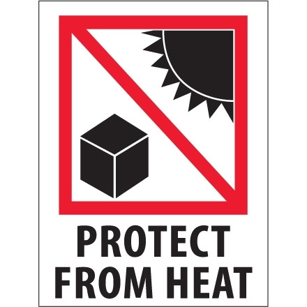 Etiquetas internacionales de manipulación segura: "Proteger del calor", 3 x 4 "