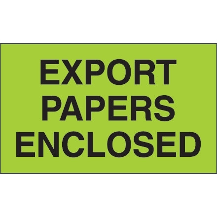 Etiquetas verdes "Exportar papeles adjuntos", 3 x 5 "