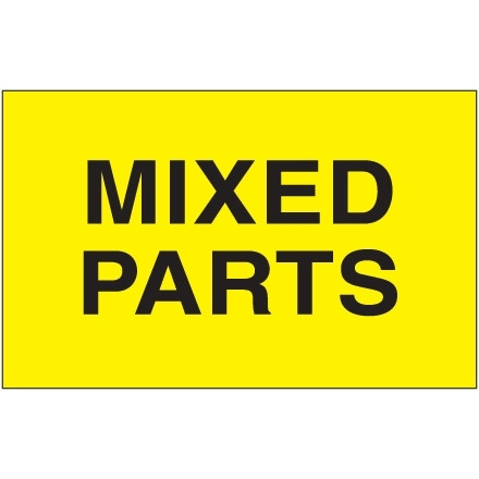Etiquetas amarillas fluorescentes "Partes mixtas", 3 x 5 "