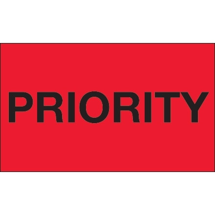 Etiquetas rojas fluorescentes "Prioridad", 3 x 5 "