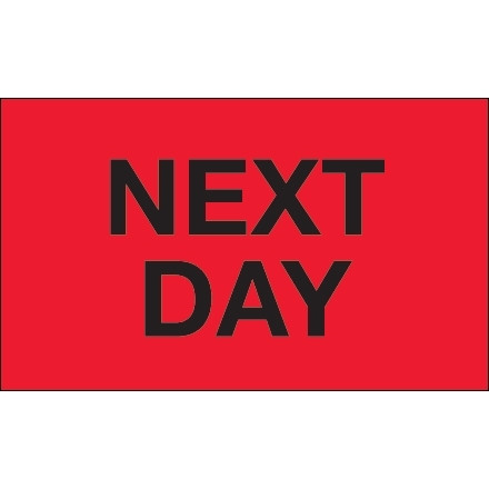 Etiquetas rojas fluorescentes "Next Day", 3 x 5 "