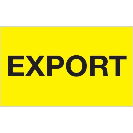 Etiquetas amarillas fluorescentes "Exportar", 3 x 5 "