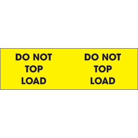 Etiquetas amarillas fluorescentes "No cargar desde arriba", 3 x 10 "