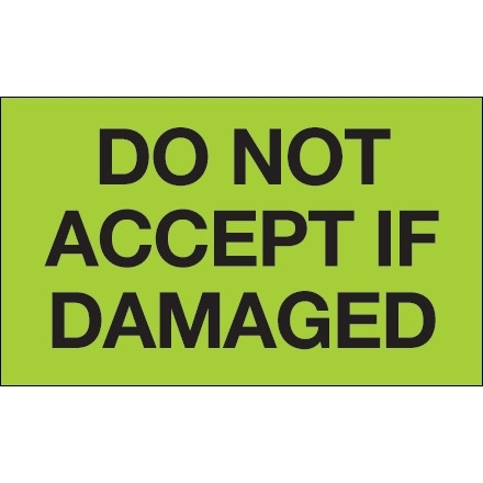 Etiquetas verdes "No aceptar si está dañado", 3 x 5 "