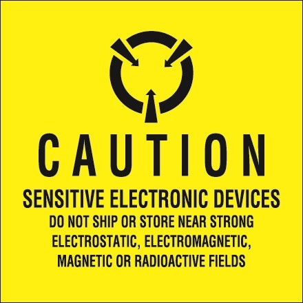 Etiquetas de advertencia de electricidad estática: "Dispositivos electrónicos sensibles", 4 x 4 "