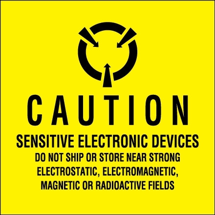 Etiquetas de advertencia de electricidad estática - "Dispositivos electrónicos sensibles", 2 x 2 "