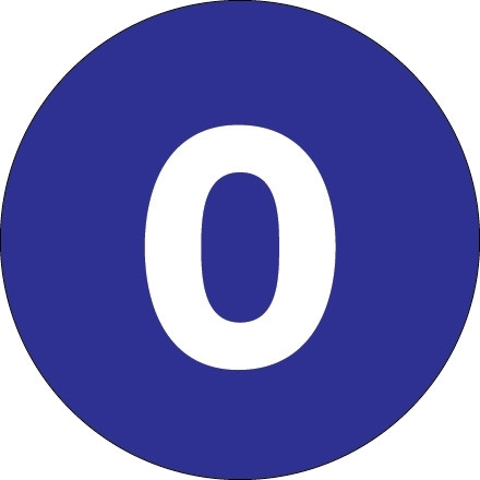 Etiquetas numéricas del círculo azul oscuro "0" - 2 "