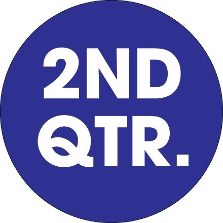 Azul oscuro "2ND QTR". Etiquetas circulares de inventario, 2 "
