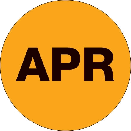 Etiquetas circulares para inventario de color naranja fluorescente "APR", 2 "