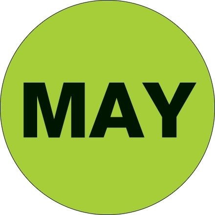 Etiquetas de inventario circulares verdes "MAY", 2 "