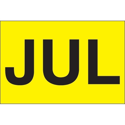 Etiquetas de inventario amarillas fluorescentes "JUL", 2 "x 3"