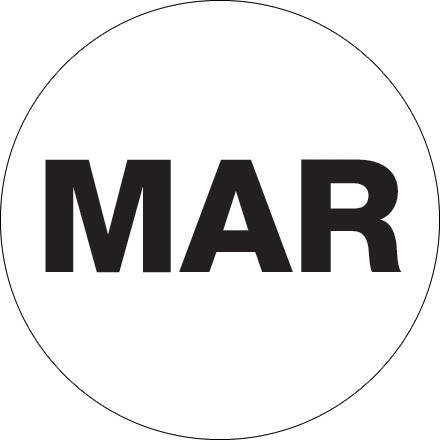 Etiquetas de inventario circulares blancas "MAR", 2 "