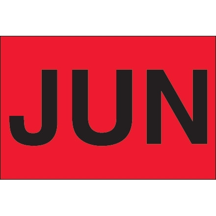Etiquetas de inventario rojas fluorescentes "JUN", 2 "x 3"