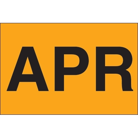 Etiquetas de inventario "APR" de color naranja fluorescente, 2 "x 3"