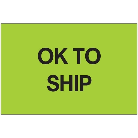 Etiquetas de inventario de color verde fluorescente "Ok para enviar", 2 x 3 "