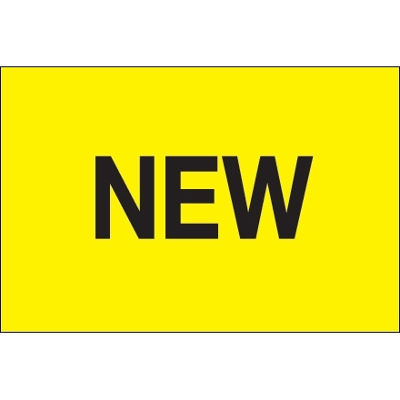 Etiquetas de inventario amarillas fluorescentes "Nuevo", 2 x 3 "