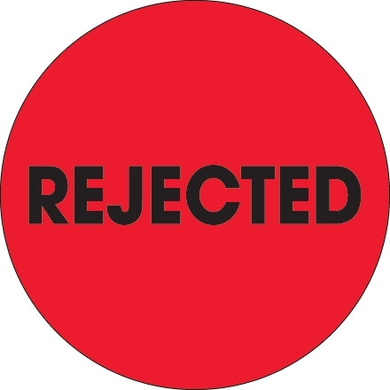 Etiquetas circulares de inventario de color rojo fluorescente "Rechazado", 2 "