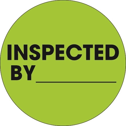 Etiquetas de inventario circulares de color verde fluorescente "inspeccionadas por", 2 "