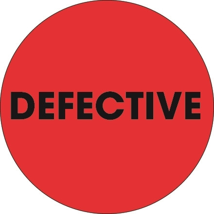 Etiquetas circulares de inventario de color rojo fluorescente "defectuoso", 2 "