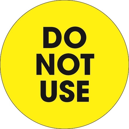 Etiquetas circulares de inventario de color amarillo fluorescente "No usar", 2 "