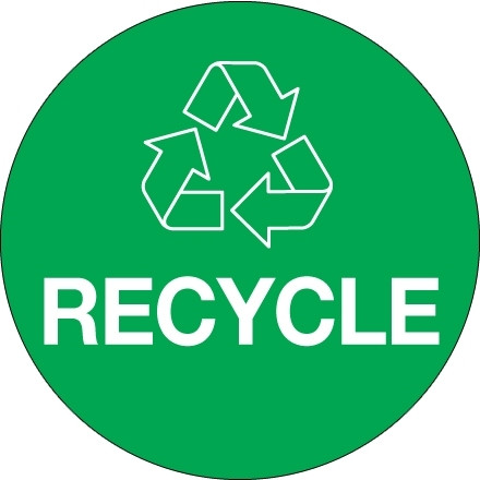 Etiquetas circulares verdes "Reciclar", 3 "