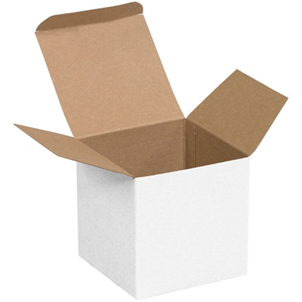 Cajas aglomerado, cajas de cartón plegables, pliegue inverso, 4 x 4 x 4 ", blanco $74.55 En línea | La de Embalaje