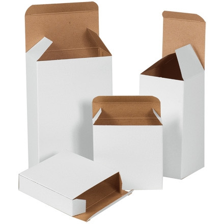 de cajas de cartón plegables, pliegue inverso, 3 x 3 x 6 ", blancas para $66.15 En línea | La Empresa Embalaje