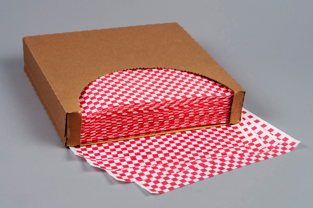 CL658 - Greaseproof Paper Sheets Red Gingham 190 x 310mm Pack of 200 